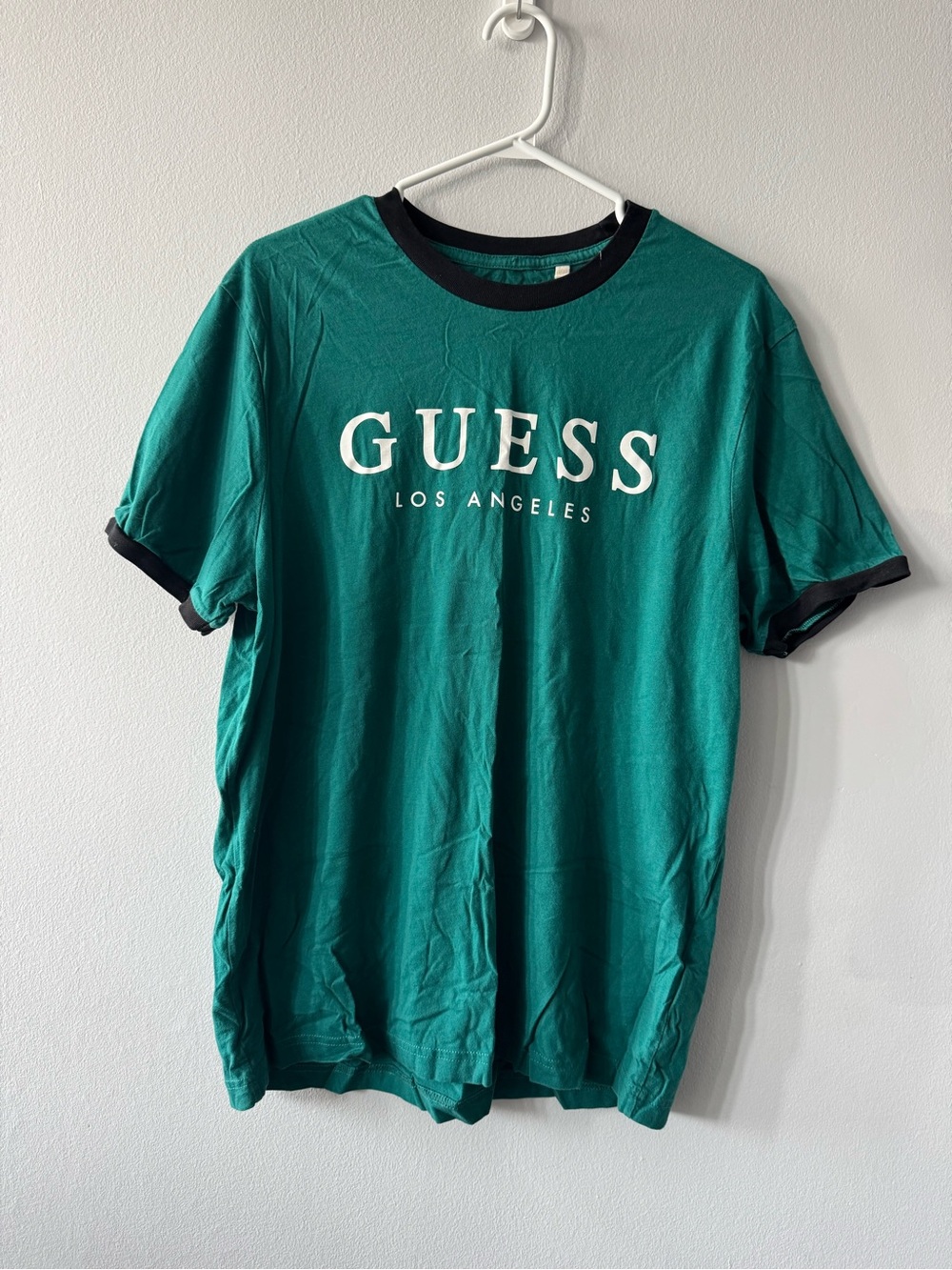 GUESS Green Logo Ringer Tee with Black Trim